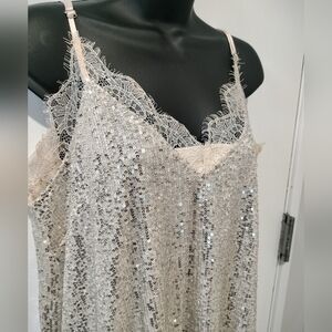 White Birch Glittering Silver Lace Camisole